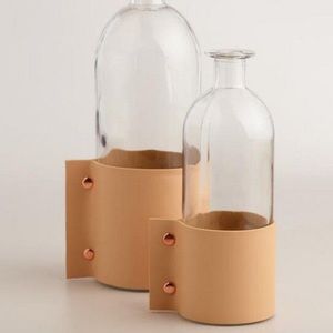 World Market Faux leather tan vase